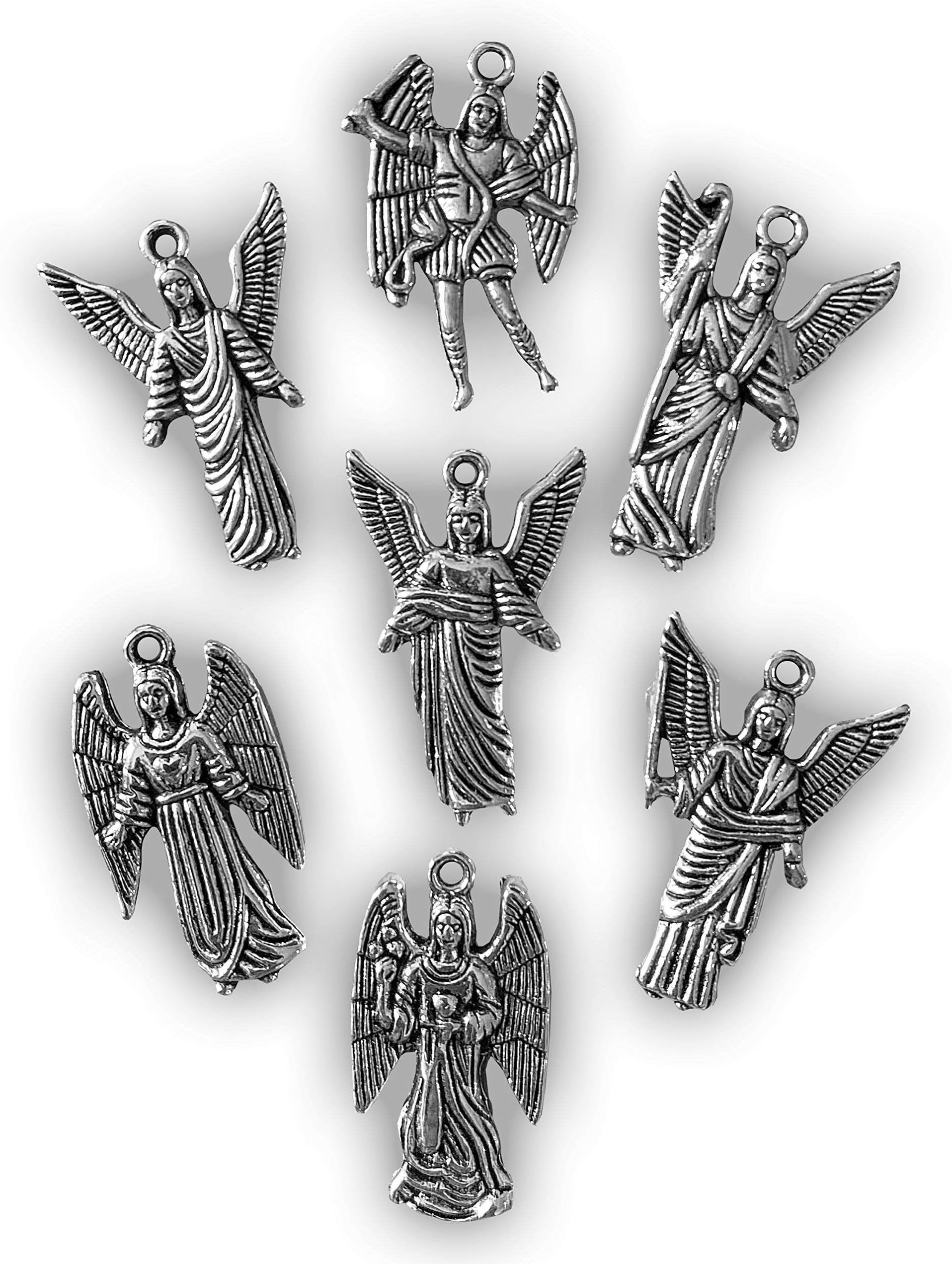 7 Archangels Saint Michael Jophiel Samuel Gabriel Raphael Uriel Zadkiel Metallic 1 Inch Pins with Pocket Prayer Booklet Religious Gifts for Protection Healing Guidance Peace