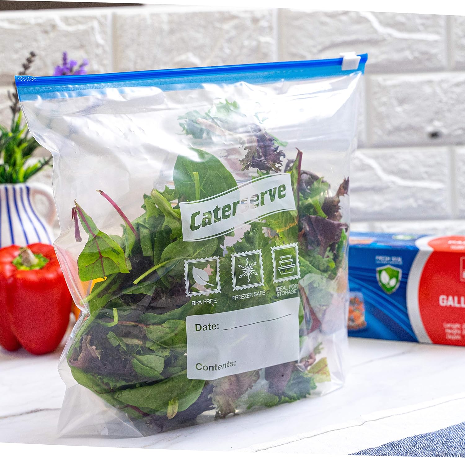 Slider Ziplock Bags, 1 Gallon Food Storage Bags, 20 Resealable Food Bags, Stand and Fill Expandable Bottom - Image 5