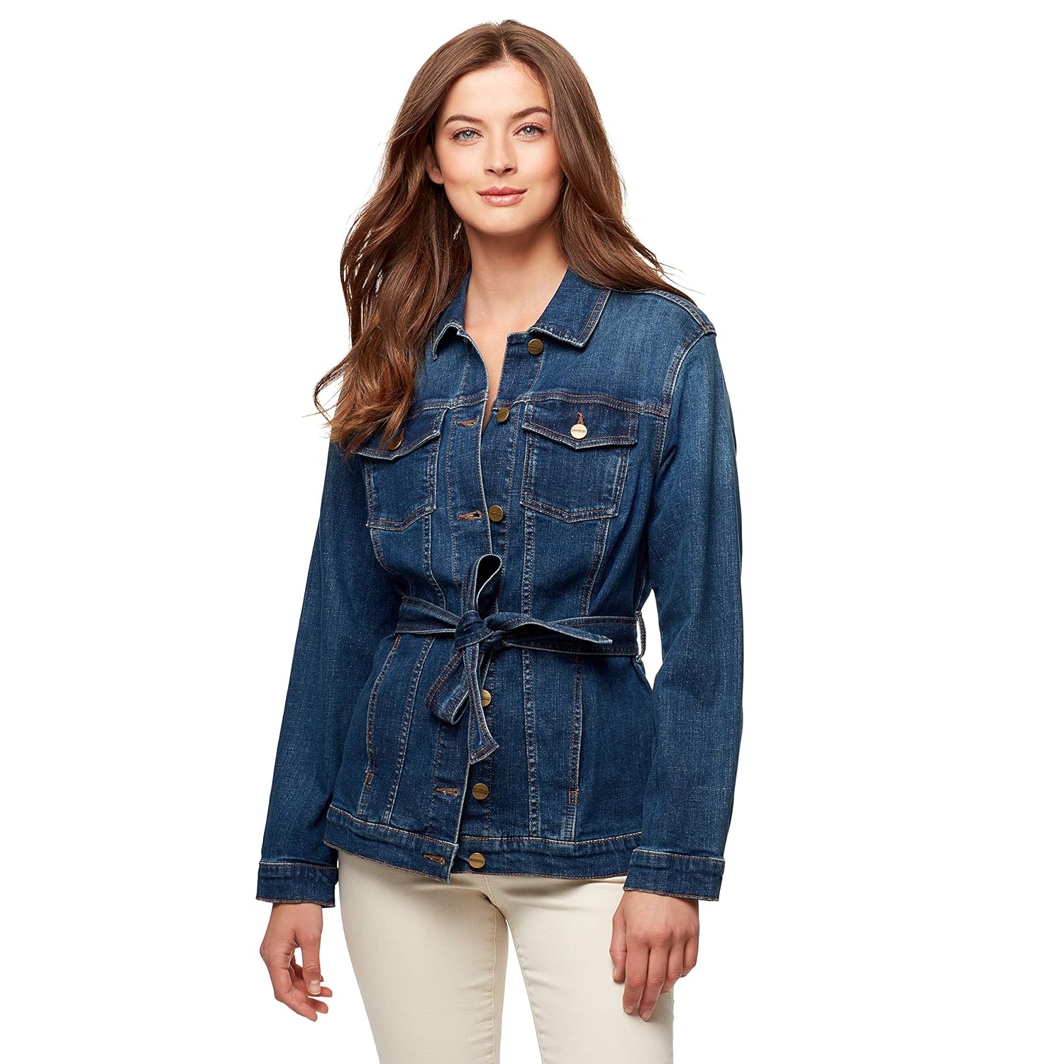 denim jacket with tie belt