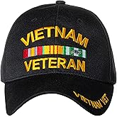 U.S. Military Cap Hat Vietnam Veteran Cap Army Marine Navy AIR Force (Vietnam Veteran Black Ribbon)