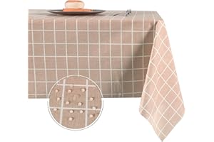 Obstal 100% Waterproof PVC Table Cloth, Oil-Proof Spill-Proof Vinyl Rectangle Tablecloth, Wipeable Table Cover for Outdoor and Indoor Use,Sand,54 x 120 Inch