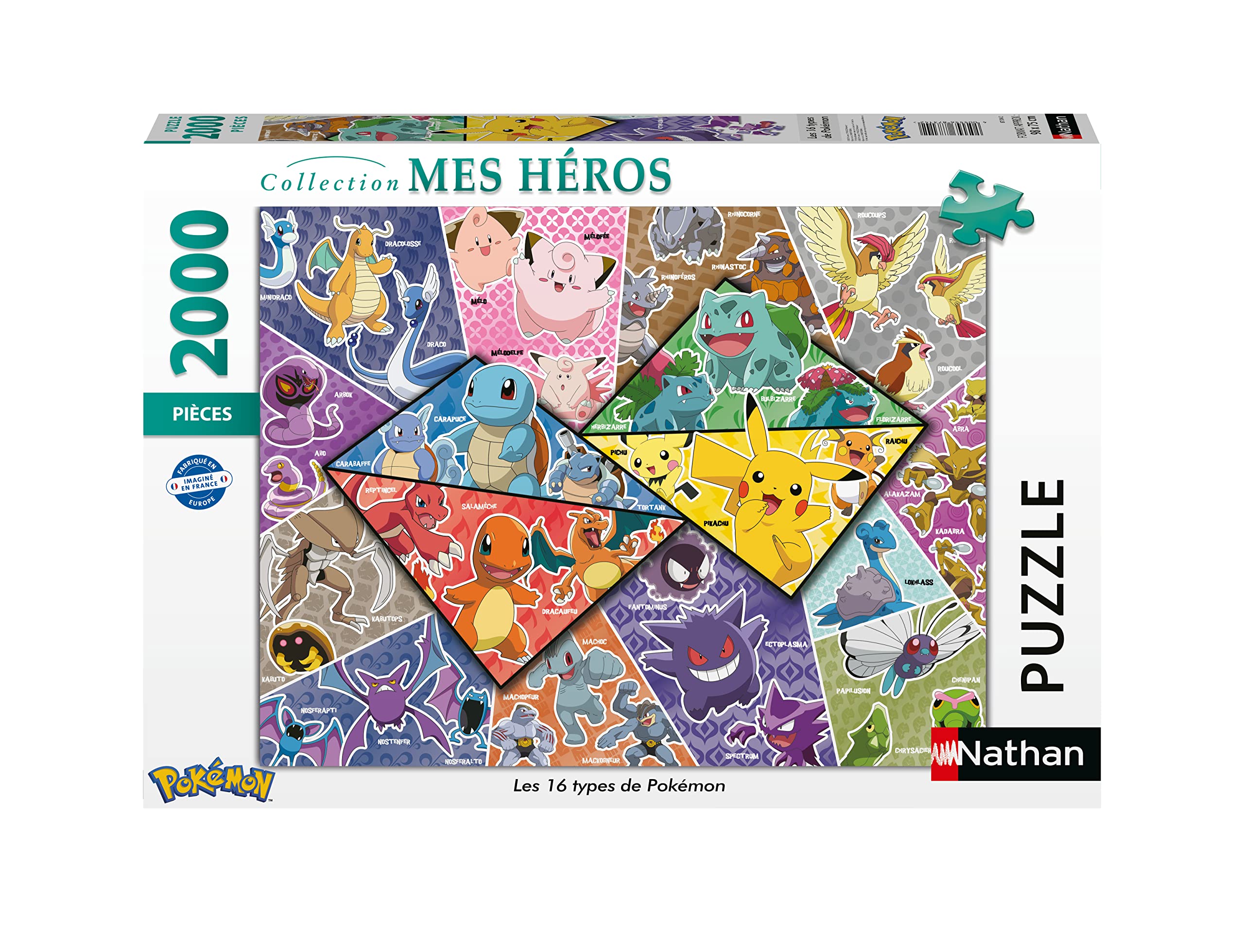 Nathan - 2000 piece puzzle - 16 types of Pokémon - Adults and children from 14 years old puzzle - Perfect installation - My Heroes Collection - 87314