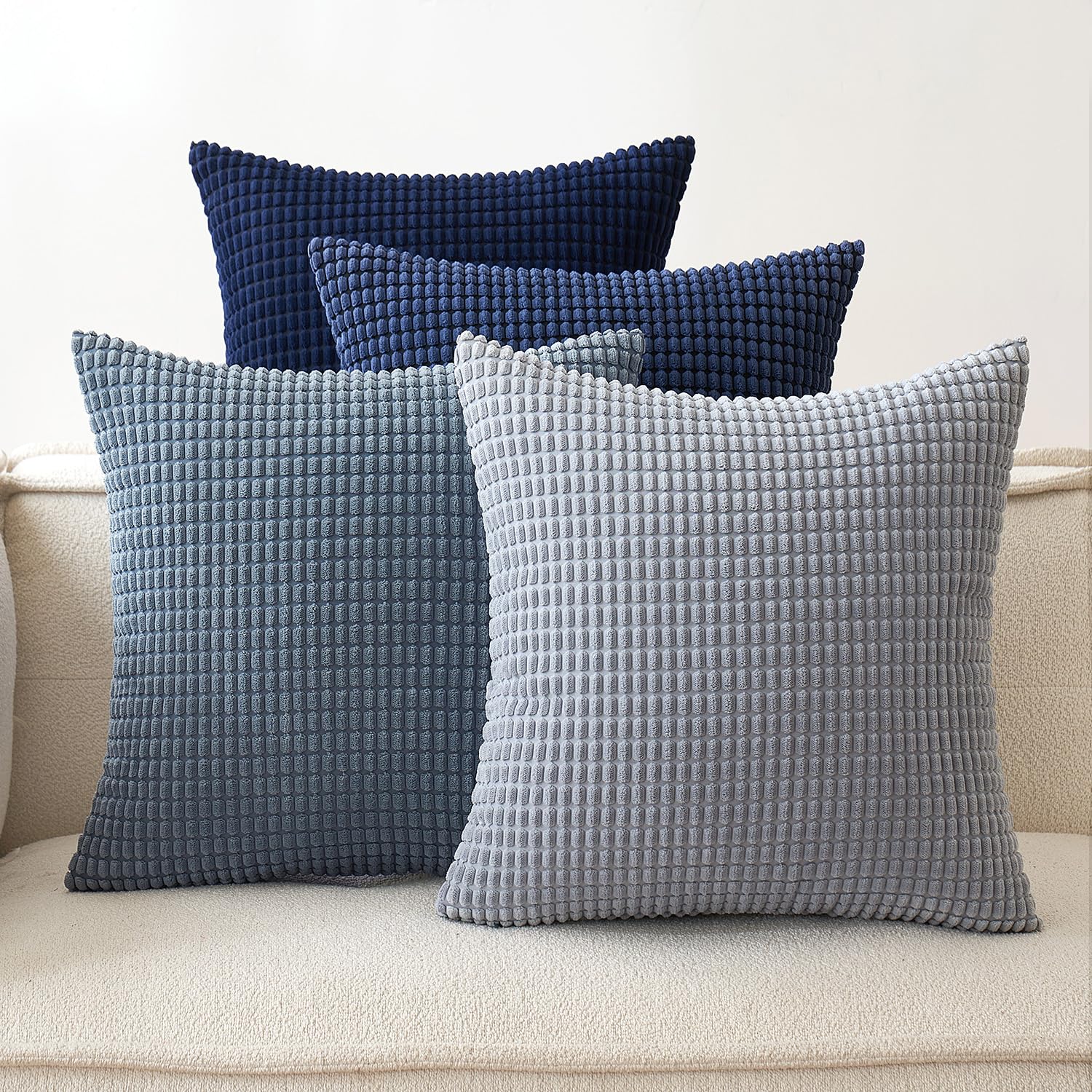 EMEMA Corduroy Cushion Cover, Set of 4, Decorative Cushion Covers, Granules, Sofa Cushion, Decorative Cushion Covers, Couch Cushion Cover, Soft Cushion Cover, Decorative Cushion for Sofa, Couch,