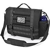 MOZETO Mens Messenger Bag, Tactical Inspired 15.6 Inch Laptop Briefcases Computer Satchel Office Work Bag for Men YKK-Zippers, Black