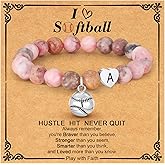 C-leen Softball Valentines Gifts for Girls Women - Natural Beads Softball Bracelet Sports Accessories Stuff Valentines Day Birthday Jewelry Gifts for Ball Lover
