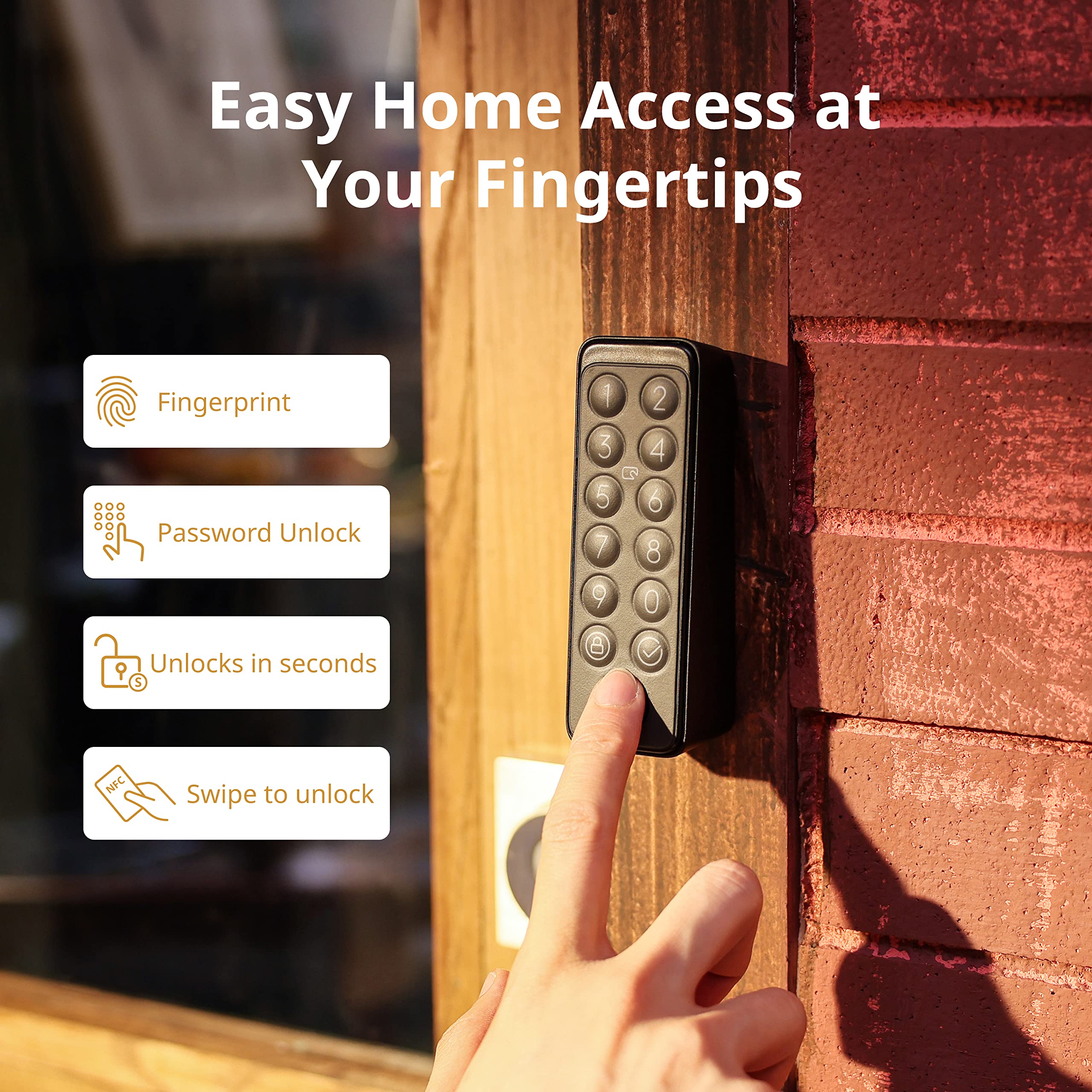 SwitchBot Smart Keypad Touch for SwitchBot Lock, Fingerprint Keyless Home Entry, IP65 Waterproof, Supports Virtual Passwords for Home Security(Only Works for SwicthBot Lock/Lock Pro)