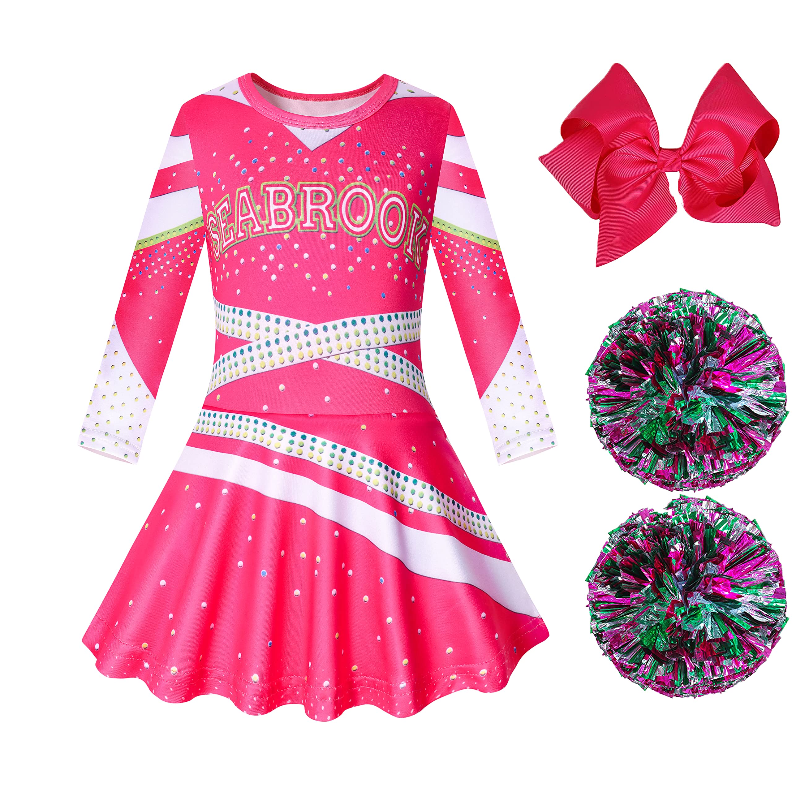 Photo 1 of Hipoleter Zombies Girls Cheerleader Costumes Cheerleading Outfits Dress up Toddler for Party Movie 3 Halloween Kids Cosplay 7 8t