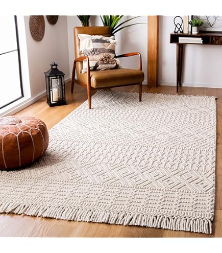 S & L Homes Wool Cotton Hand Woven Chunky Knit Popcorn Runner Rug