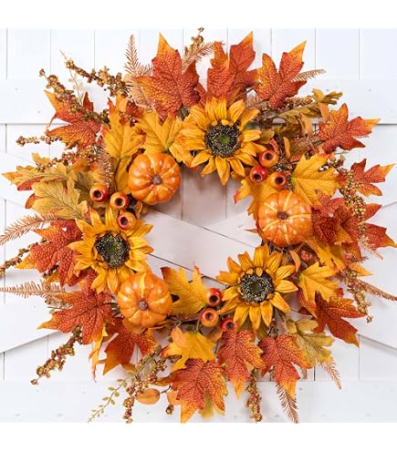 tobacco leaf wreath Farmhouse Basket – 28-Inch Rustic Handmade Fall Door Decor with Autumn Leaves and Florals : Home & Kitchen 26” Tobacco Leaf Wreath