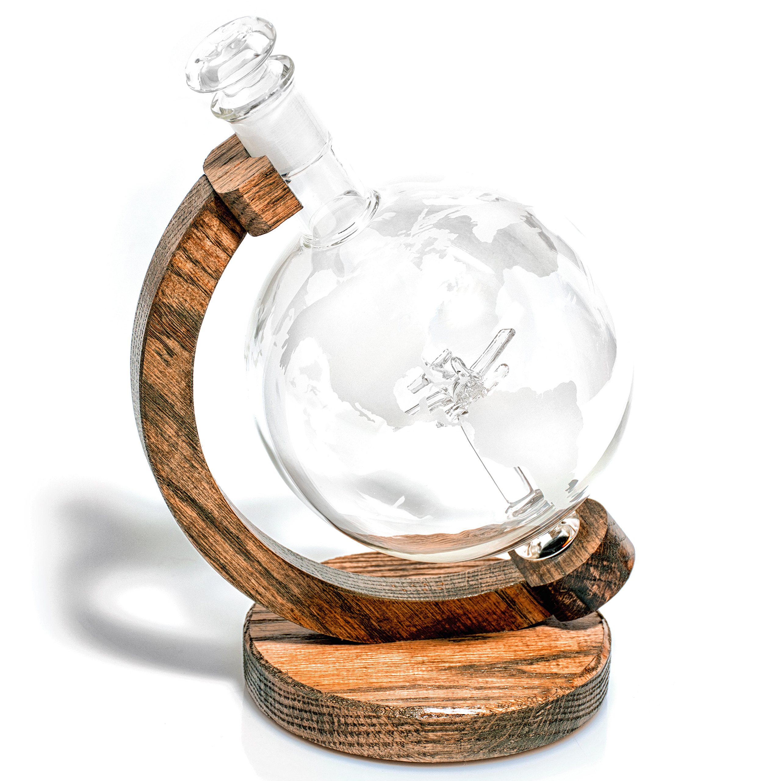 Etched Globe Liquor Decanter Scotch Whiskey Decanter 1000ml Glass