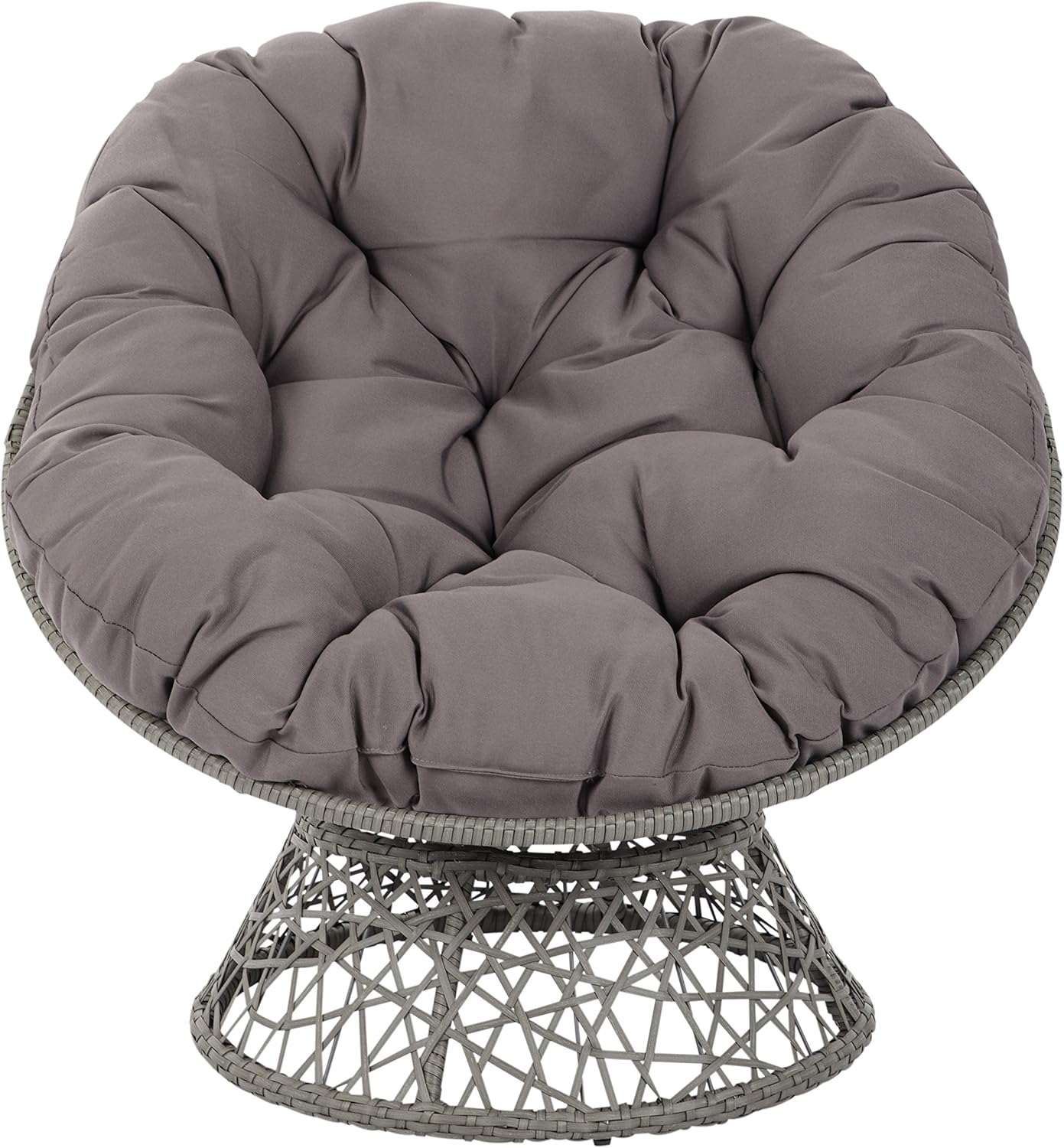 OSP Home Furnishings Papasan Chair with 360-degree Swivel, Grey Cushion Frame: Furniture & Decor
