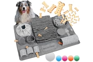 Briliantwerk Snuffle Mat for Dogs - Extremely Durable Material - 10 Training Elements and 3 Difficulty Levels - The Dog Snuffle mat for Snuffle mat for Large Dogs and Dogs of Any Size (Gray)