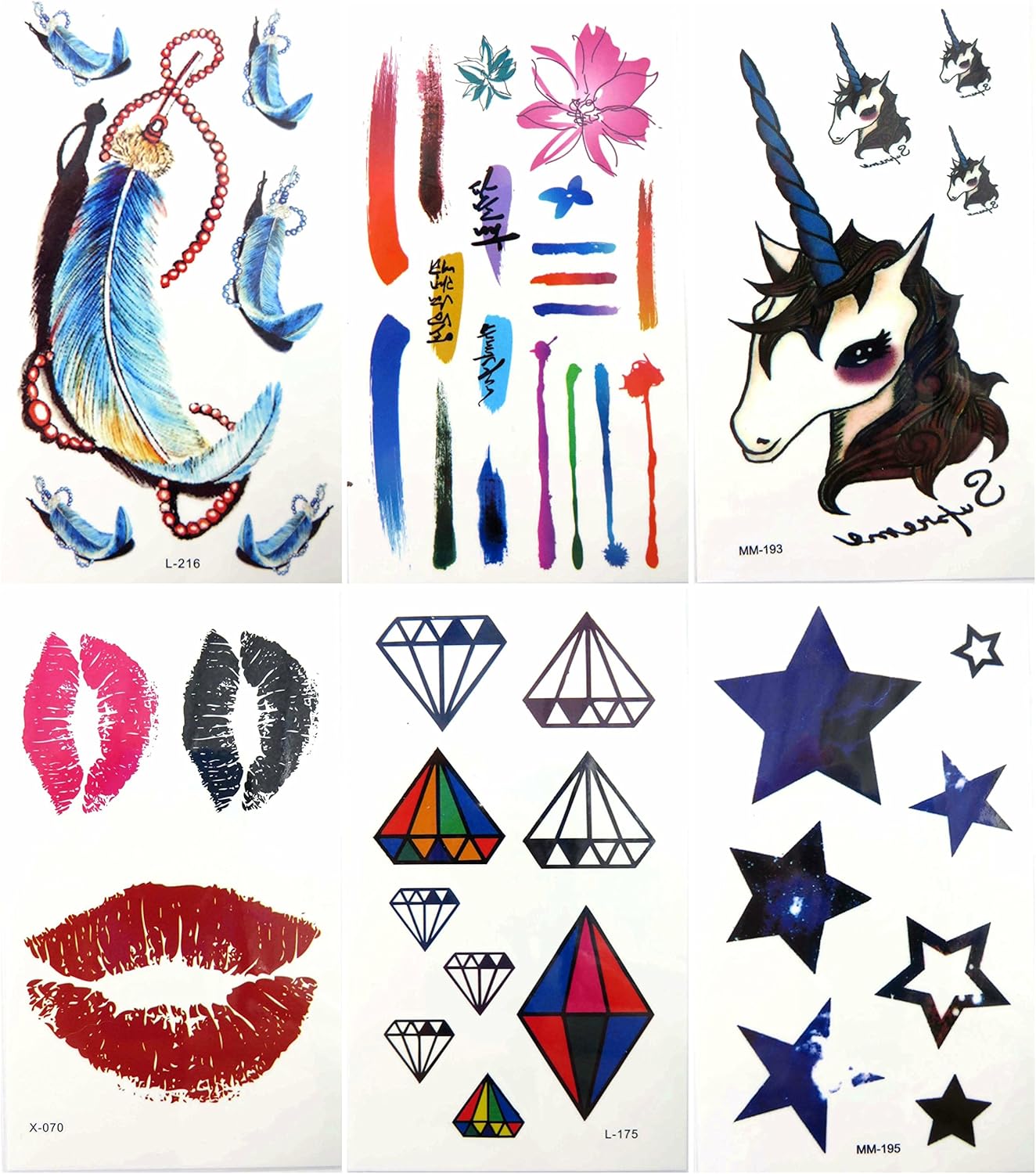 6 sheets temporary tattoo stickers temp tattoos for adults