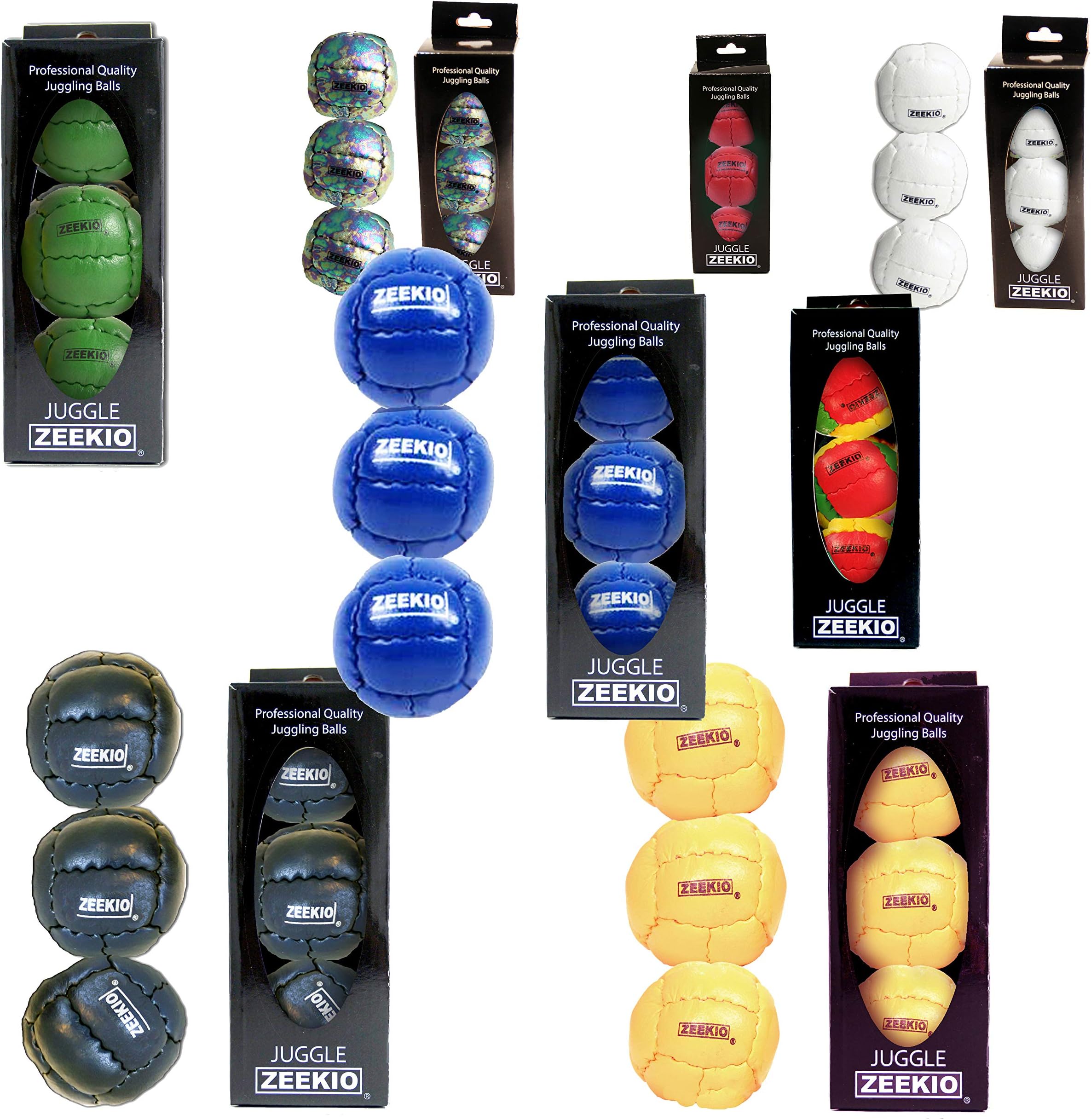Zeekio Galaxy Juggling Balls - Premium 12 Panel Genuine Leather Balls - 130g - 67mm - Pack of 3 - Cosmo