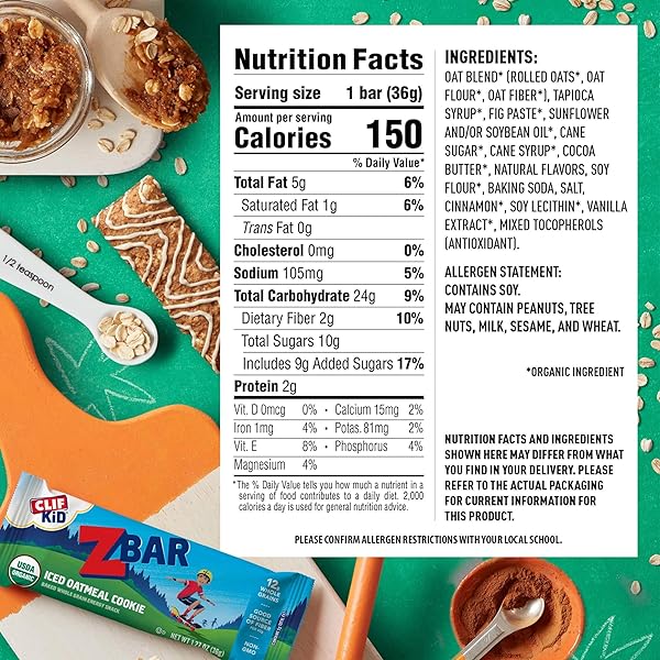 ZBAR – ICED OATMEAL COOKIE – SOFT-BAKED ENERGY SNACK BARS – NON-GMO – 12G WHOLE GRAINS – USDA ORGANIC GRANOLA BARS (18 PACK)
