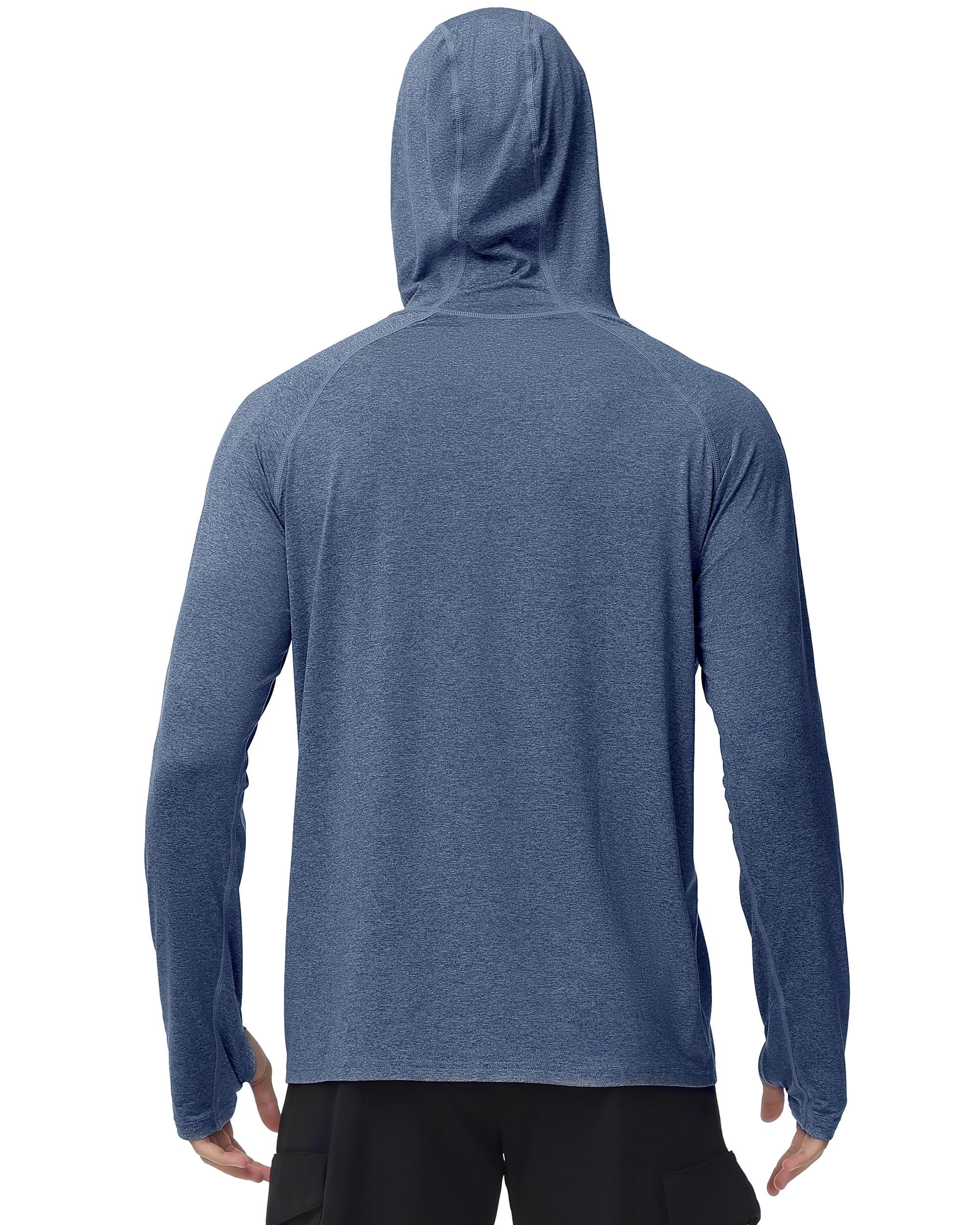 Roadbox Mens UPF 50+ Fishing Shirts, Long Sleeve UV Sun Hoodie, Hiking Running Swim Athletic Workout Shirt