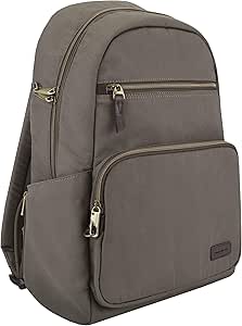 Travelon Anti-Theft Courier Slim Backpack, Stone Gray, 14 x 17 x 3