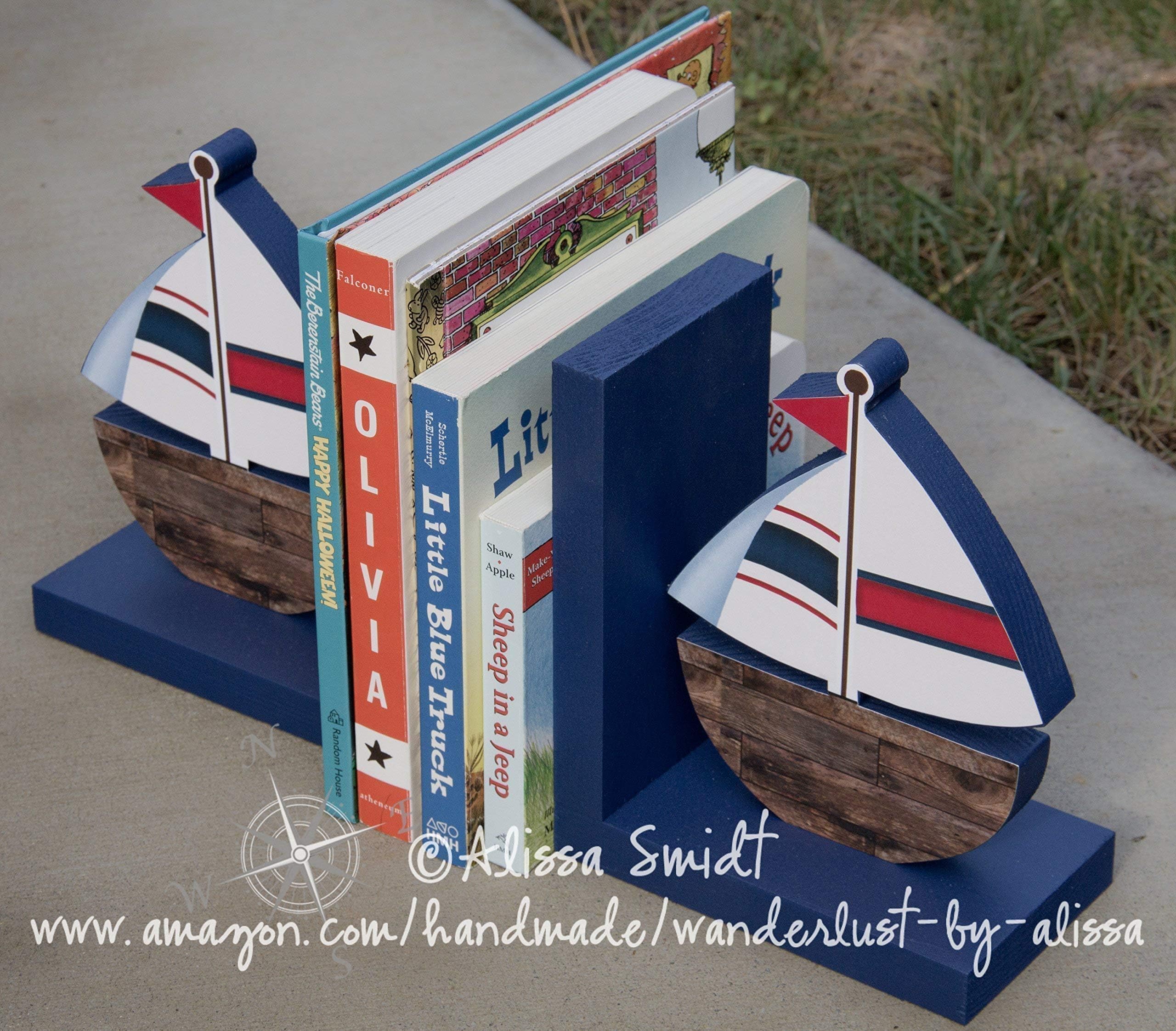 Wooden Sailboat Bookends - Custom Designed Nautical Bookends
