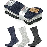 GoWith 3 Pairs Men's Thick Merino Wool Socks, Warm Cozy Winter Crew Thermal Fuzzy Socks