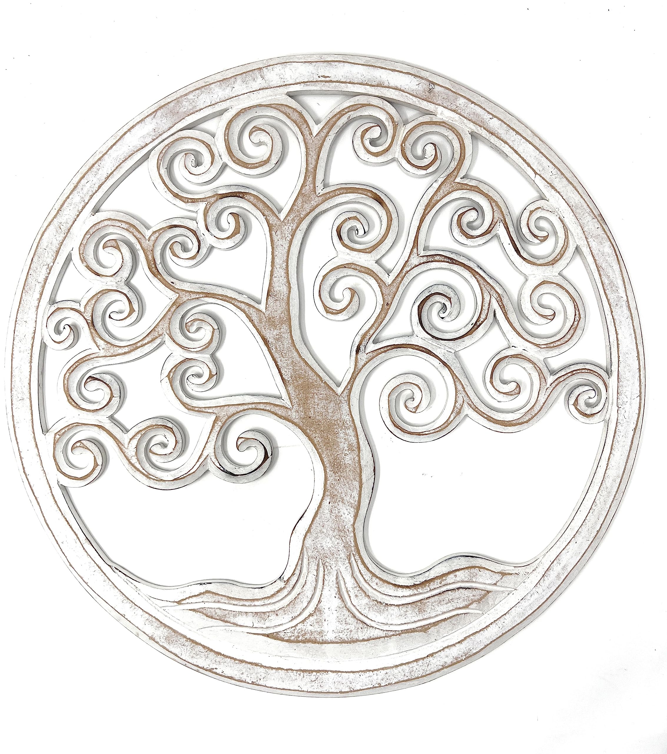 Trintura Tree of Life Mandala Wall Art 40 cm (White) - Wall Picture - Living Room Decoration