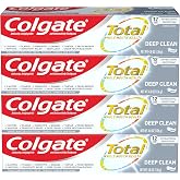Colgate Total Toothpaste with Stannous Fluoride and Zinc, Multi Benefit Toothpaste with Sensitivity Relief and Cavity Protection, Deep Clean - 4.8 Ounce (4 Pack)