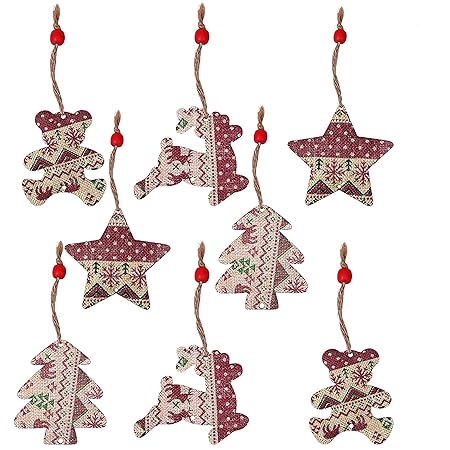 Decorazioni Albero Di Natale 8 Pezzi Set Di Addobbi Natalizi In Stoffa Rustica Per Decorazioni Natalizie Pendenti Scatole Regalo Fai Da Te