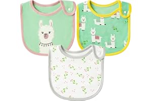 2ooya Cotton Drooling Baby Bib - 3Pcs Unisex Boy Girl Cotton Teething Infant Bibs with Adjustable Buttons