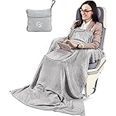 Tirrinia Travel Blanket Airplane Compact with Bag - Cozy Travel Pillow Blanket for Long Flight, Airplane Travel Essentials, Packable and Lightweight Travel Blanket and Pillow Set for Kids & Adults,