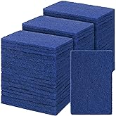 Hoolerry 100 Pcs Heavy Duty Scouring Pads Bulk for Kitchen Dish, Blue | Reusable Anti Grease Scrubbers, for Pan Metal Grills Cookware, Household Cleaning Dishwashing, 4.3 x 3 x 0.3 Inch Size