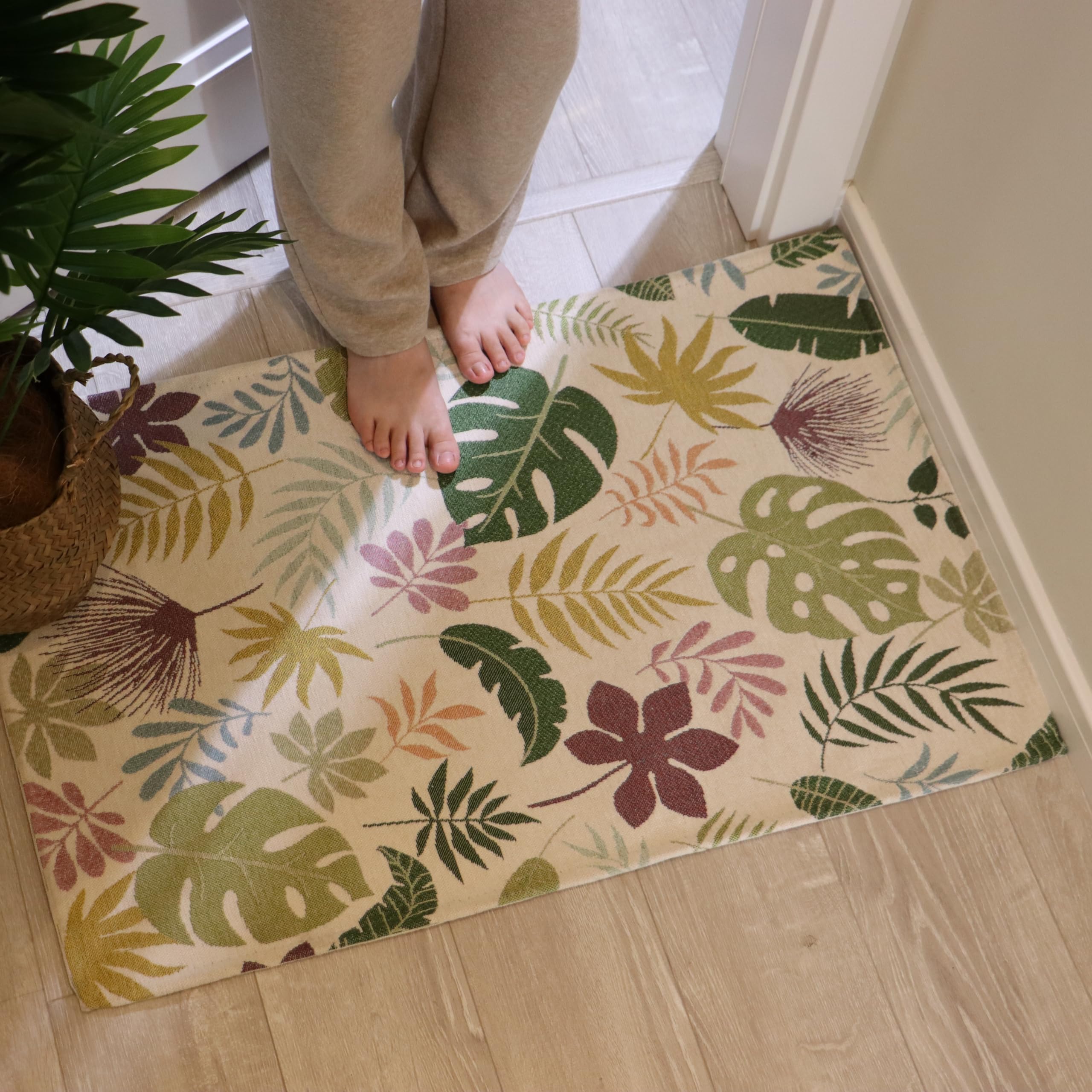 AMIDA Door Mat 60x90cm,Washable Doormat Indoor Non-slip Botanical Low Pile Entrance Rug Floor Mats For Entrance,Bedroom,Stairs,Kitchen