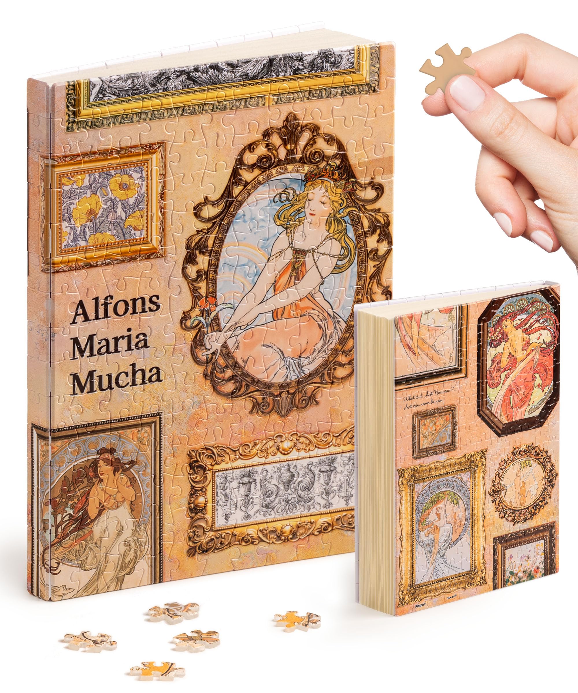 PieceRelax Puzzle Journal for Adults - Alphonse Mucha - The Art Palace Unique A5 Book Cover Puzzles Creative Gift for Mum and Women with Plastic Jigsaw Puzzle Artwork for Notebook [YA1058] — image 1