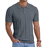 Sailwind Mens Knit Polo Shirts Short Sleeve Ribbed Textured Polo Shirt Casual Golf Shirts Collared T Shirt