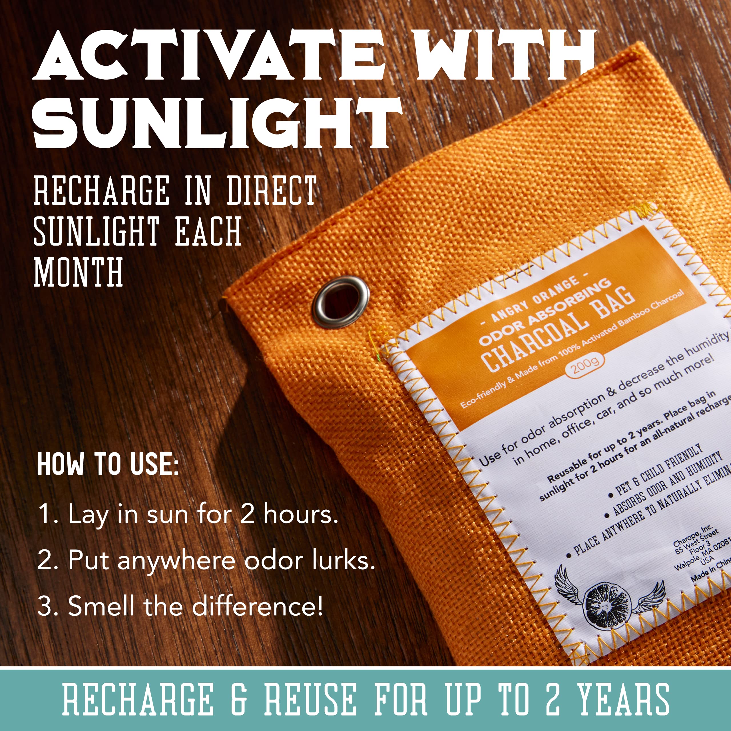 Angry Orange Charcoal Bags Odor Absorber - 12 Pack - Charcoal Air Purifying & Odor Eliminator Bags - Deodorizers for Home, Care, & Closet