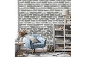 Timeet Vintage Gray Brick Peel and Stick Wallpaper Self Adhesive Wallpaper 3D Faux Textured Stone Wallpaper Removable Wallpaper for Bedroom Living Room Home Decor Vinyl Roll Film