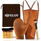 4-in-1 Self Tanning Mitt Kit &ndash; Self-Tanner Applicator Set with Back Applicator, Body Brush &amp; Face Brush &ndash; Streak-Free Tanning, No Orange Palms &ndash; Reusable, Washable &amp; Travel Pouch Included