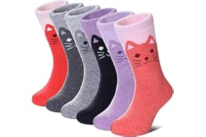 FNOVCO Kids Merino Wool Hiking Socks Toddlers Boys Girls Cozy Thermal Winter Thick Warm Crew Socks 6 Pairs