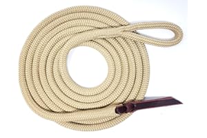 Knotty Girlz Double Braid Lead Rope with Eye Splice Loop, 12-14FT Lengths (Beige, 12 ft.)