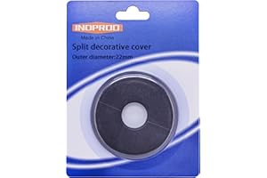 INDPROD Wall Split Flange 1Pc, for 0.87" Outer Diameter Pipe, ABS Round Water Pipe Escutcheon, Black Pipe Cover Decoration, Self-Adhesive Radiator Escutcheon Water Pipe Drain Line Cover Collar (22mm)