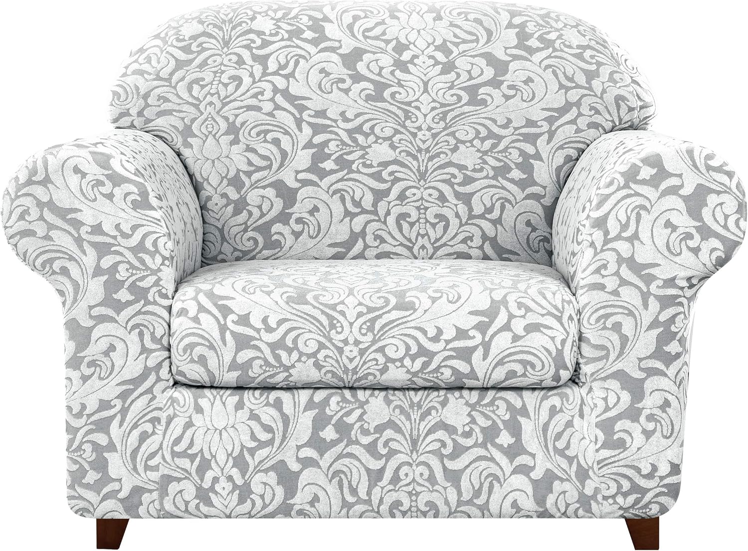 Subrtex 2Piece Jacquard Damask Sofa Slipcovers Armchair Couch Cover High Elastic Stretch