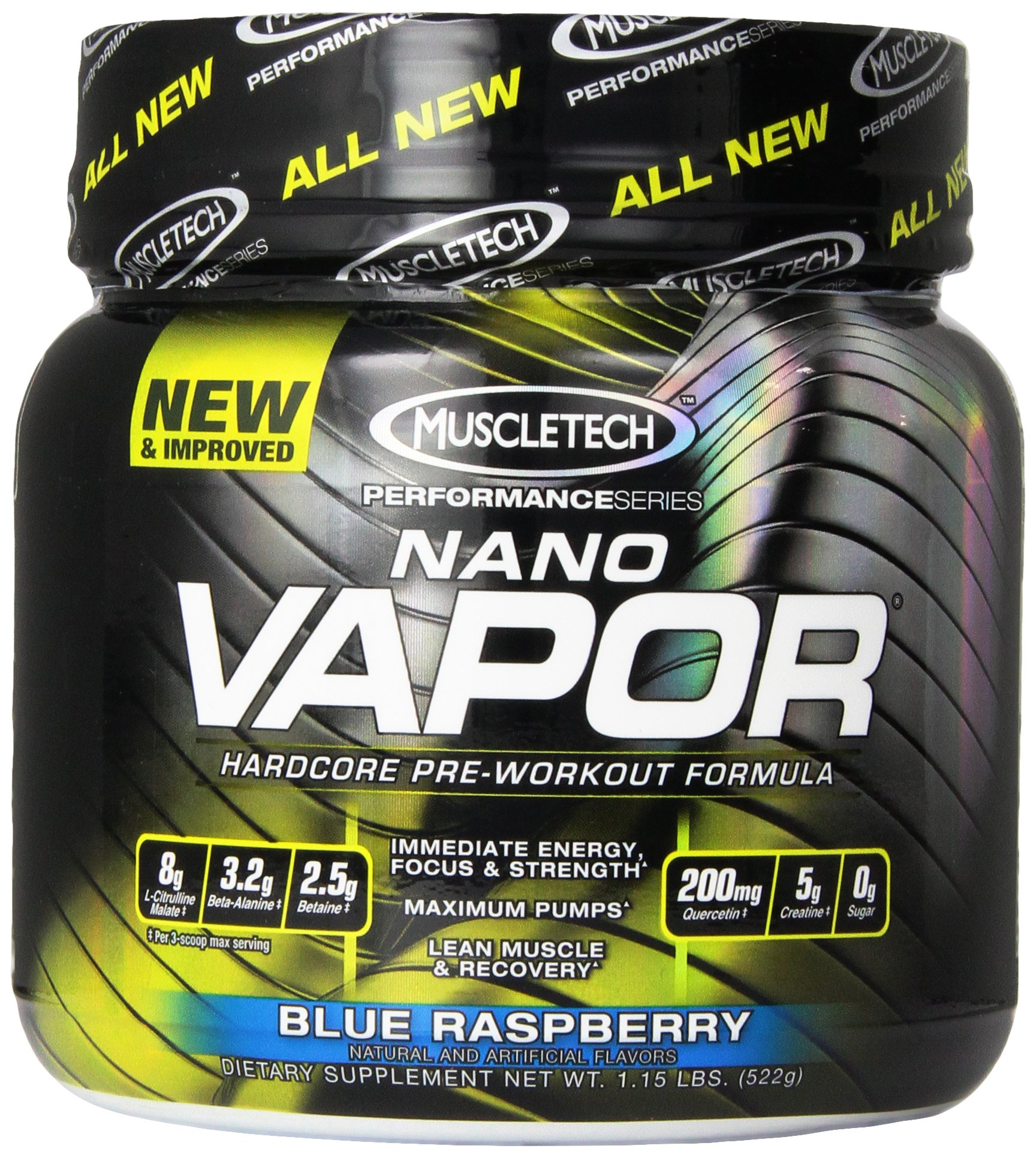 MuscleTech Nano Vapor, Hardcore PreWorkout Formula, Blue Raspberry, 1.