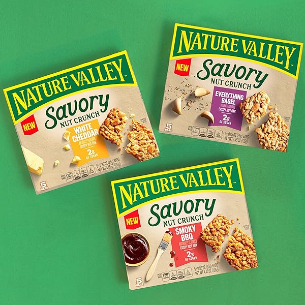 NATURE VALLEY SAVORY NUT CRUNCH BARS, WHITE CHEDDAR, 0.89 OZ, 5 BARS