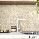 M MOFIT Hexagon 3D Marble Metal Peel Stick Wall Tile Splashback Beige 5 Sheets view 4