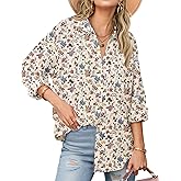 Zeagoo Womens Button Down Shirts Long Sleeve Cotton Gauze Tops Casual Collared Blouses Loose Fit