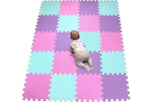 YIMINYUER® 20 Tiles (30cm×30cm×1cm Each Tile) Baby Soft Puzzle Play Mats, Kids Thick EVA Foam Floor, Toddlers & Children's Soft Interlocking Mat R03R08R11G301020