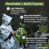 aZengear Emergency Survival Poncho 4pc Thermal Mylar Foil Hooded Green view 3