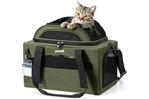 Pecute Top-Expandable Cat Carrier Airline Approved(42 * 28 * 23cm),Breathable Dog Carrier Soft-Sided Pet Carrier for Small Ca