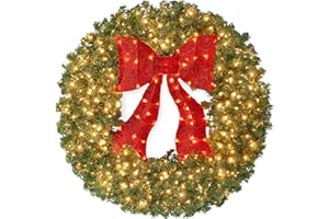 Best Choice Products 36in Large Artificial Pre-Lit Fir Christmas Wreath Holiday Accent Decoration for Door, Mantel w/Red Lighted Bow, 150 LED Lights, 300 PVC Tips, Power Plug-in