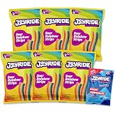 JOYRIDE Sour Rainbow Strips - Sour Belt Healthy Candy, 6-Pack Bundle | Includes six 3.5 oz bags with bonus 2.5 oz Glacier Peppermint Gum pack. Low Sugar, Dye Free, Low Calorie Snack