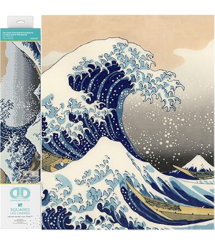 Diamond Painting 5D DIY – La Grande Vague De Kanagawa – Broderie Diamant 20x30 Cm, Loisir Créatif Anti-Stress