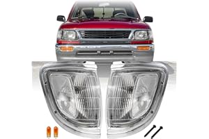 USR UNIQUE STYLE RACING USR 95-96 Tacoma 2WD Corner Light – Front Corner Parking Lamps (Left + Right) Pair - Compatible with 1995-1996 Toyota Tacoma 2 Wheel Drive Base Model Taco Pickup Truck (CLEAR LENS with AMBER BULBS)